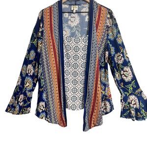 Fig & Flower Anthroplogie Mixed Pattern Layered Blouse Medium